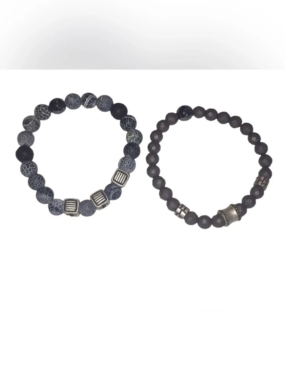 Stainless Steel Mens Duo Cross Bracelet Set.  2 Pc Set NWT